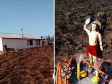 Casa de Evelyn Vargas e imagem de São Sebastião, na cidade de Florida, no sul do Chile