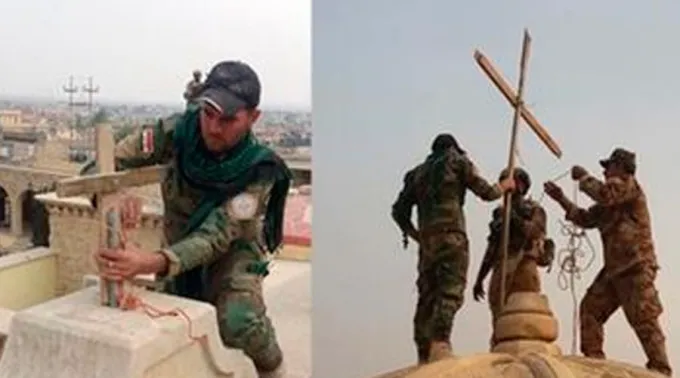 ColocanCruzIglesiasIrak_TwitterLaInformacion_271016.jpg ?? 