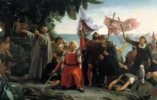Chegada de Cristóvão Colombo à América em pintura de Dioscoro Puebla