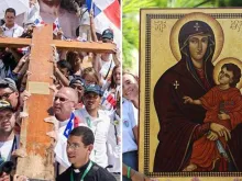 Cruz peregrina e ícone de Maria Salus Populi Romani