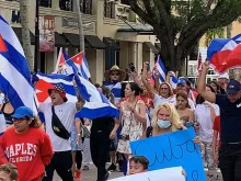 Manifestação de solidariedade aos cubanos em julho de 2021