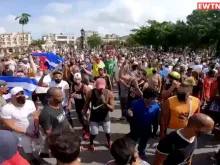 Protestos em Cuba. Crédito: EWTN Notícias (Captura de vídeo)