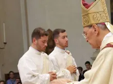 Davide e Giacomo no dia de sua ordenação sacerdotal. Crédito: Facebook Seminário Treviso 