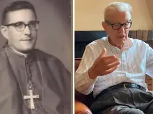 Dom Eloy Tato Losada quando foi consagrado bispo (esquerda), e em foto recente (dir.