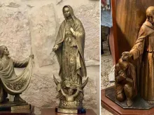 Esculturas de São Juan Diego, de Nossa Senhora de Guadalupe e de um franciscano batizando levadas do México ao Monte Tabor