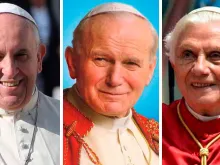Papa Francisco, São João Paulo II e Papa Emérito Bento XVI