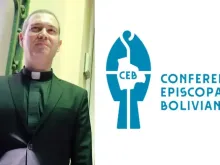 Monsenhor Jordi Bertomeu e Logo da Conferência Episcopal Boliviana