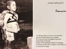 Fotografia do menino de Nagasaki e o texto do Papa.