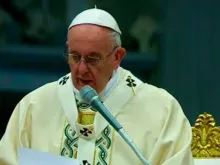 Papa Francisco na Missa de hoje na Basílica de São Pedro.