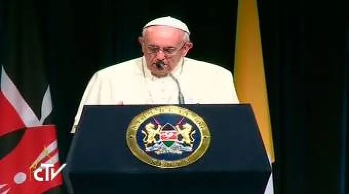 FranciscoDiscursoAutoridadesKenia_CapturaYoutube_251115.jpg ?? 