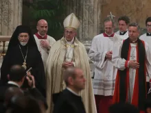 Papa Francisco durante a celebração das Vésperas de Solenidade da Conversão de São Paulo 