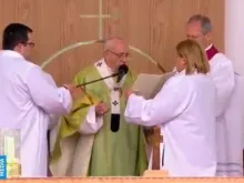 Papa Francisco durante a homilia.