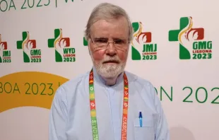 Padre Peter Stilwell na JMJ Lisboa 2023. Foto: Natalia Zimbrão