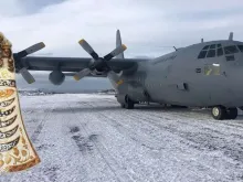 Virgem de Loreto e avião da Força Aérea do Chile. Crédito: Bispado Militar da Argentina.