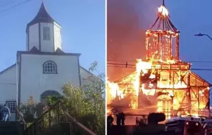 Incêndio igreja de São Francisco em janeiro de 2020. Crédito: Diocese de Ancud. 