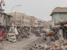 Rua em Mosul, uma cidade no norte do Iraque tomada em junho de 2014 pelo Estado Islâmico