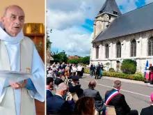 Homenagem ao Pe. Hamel na igreja onde foi assassinado. Fotos: Diocese Rouen