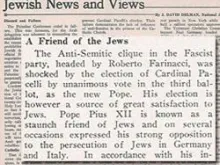 Uma imagem de um artigo do Jewish News and Views de 1939