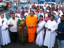 Manifestação em Kerala pela libertação do Pe. Tom 