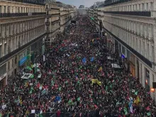 Uma multidão saiu às ruas da França em 19 de janeiro para se manifestar pela paternidade e contra a fecundação assistida. Crédito: Facebook La Manif pour tous