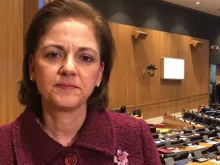 Maria del Rosario Guerra, senadora colombiana, durante sua visita a Espanha.