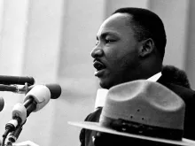 Martin Luther King Jr. durante seu famoso discurso “Tenho um sonho”, em 28 de agosto de 1963.