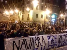 Manifestação contra exposição blasfema em Pamplona.