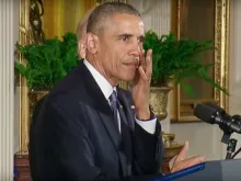 Barack Obama às lágrimas durante seu discurso sobre o controle de armas.