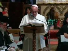 Papa Francisco durante a oração ecumênica em Assis.