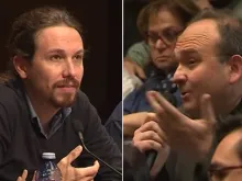 Pablo Iglesias, líder do 'Podemos', e Padre Juan Carlos Guirao Gomáriz.