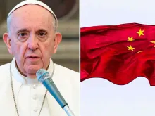 Papa Francisco e a bandeira chinesa.