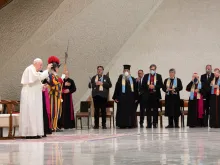 Papa Francisco durante a audiência com os peregrinos 