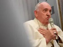 Papa Francisco em entrevista coletiva durante o voo de volta do Canadá para Roma
