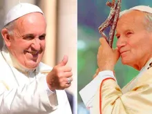 Papa Francisco e São João Paulo II. Créditos: Daniel Ibáñez (ACI) - Vatican Media