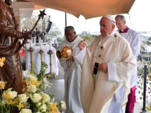 Papa Francisco durante a celebração da Missa.