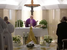 Papa Francisco na Missa celebrada na Casa Santa Mart.