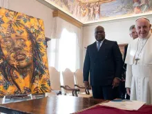 Papa com o presidente da República Democrática do Congo.