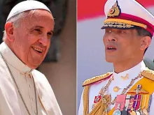 Papa Francisco e o rei da Tailândia, Rama X. Créditos: Daniel Ibáñez (ACI) - Amrufm (Wikipedia - CC BY 2.0)