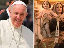 Papa Francisco e Nossa Senhora do Carmo. Créditos: ACI Prensa