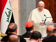 Papa Francisco em seu encontro com as autoridades iraquianas. Captura de vídeo (Vatican Media)
