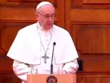Papa durante seu discurso às autoridades do Chile