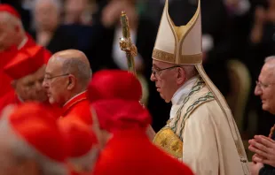 Papa no Consistório em que criou 14 novos cardeais.