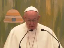 Papa Francisco faz seu discurso em Genebra.