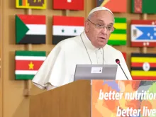 Papa durante sua visita à FAO em 2016.