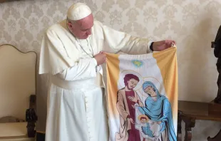 Papa Francisco com bandeira “Natal com Jesus” 