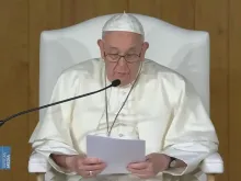 Papa Francisco no discurso.
