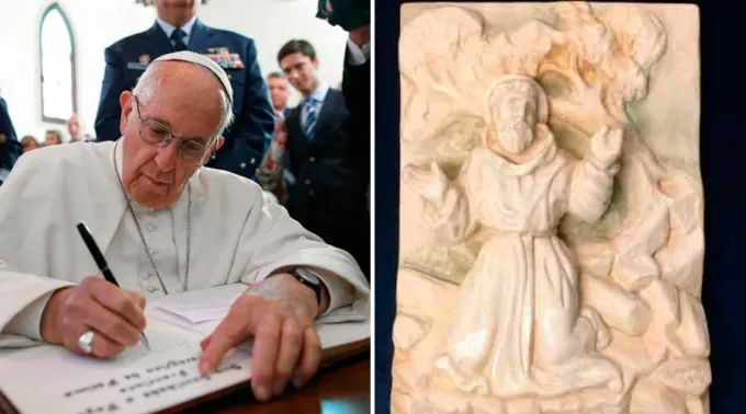 PapaFranciscoEnBaseAereaDeMonteReal_ImagenDeSanFranciscoDeAsis_AgenciaLusa_SantuarioFatima_120517.jpg ?? 