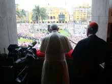 Papa Francisco antes da oração do Ângelus em Lima.