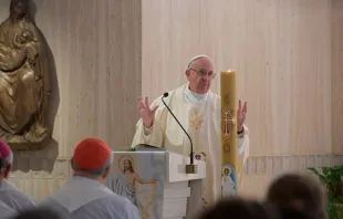 Papa Francisco durante a sua homilia na Casa Santa Marta. 