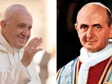Papa Francisco (esquerda) e Paulo VI (direita
